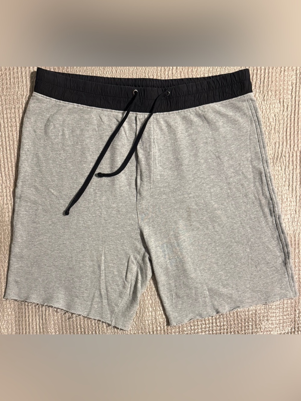 James Perse Vintage French Terry Shorts Grey Black Contrast Waist 🇺🇸 Size 4 / XL